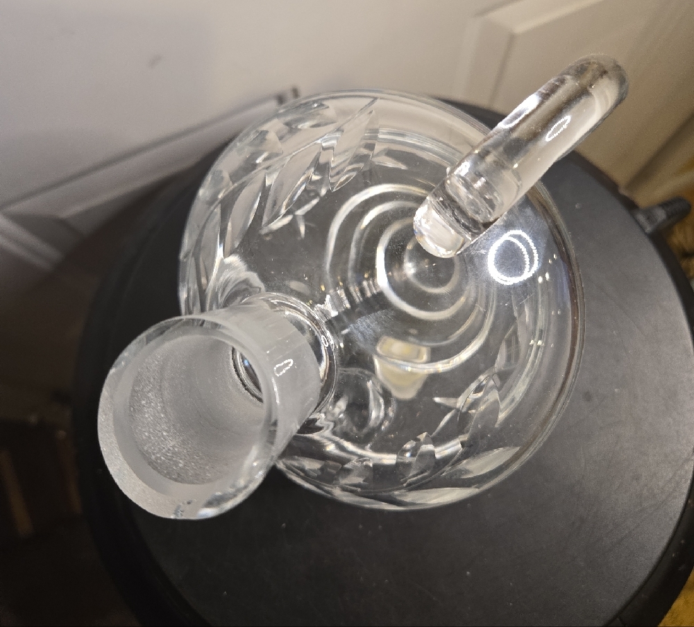 Vtg Hand Cut Genuine Lead Crystal Glass Decanter w Handle Made Germany - Picture 8 of 10